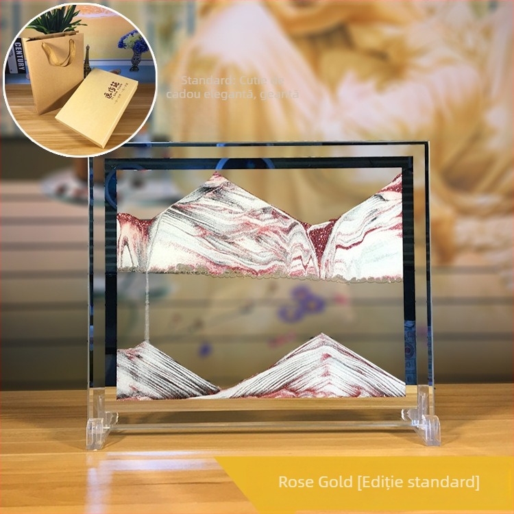 Pictură 3D cu nisip fluid într-un ceas de nisip — ornament din sticlă pentru decorul casei