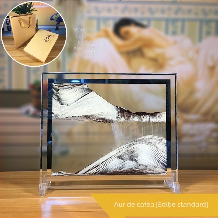 Pictură 3D cu nisip fluid într-un ceas de nisip — ornament din sticlă pentru decorul casei