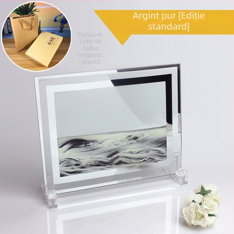 Pictură 3D cu nisip fluid într-un ceas de nisip — ornament din sticlă pentru decorul casei