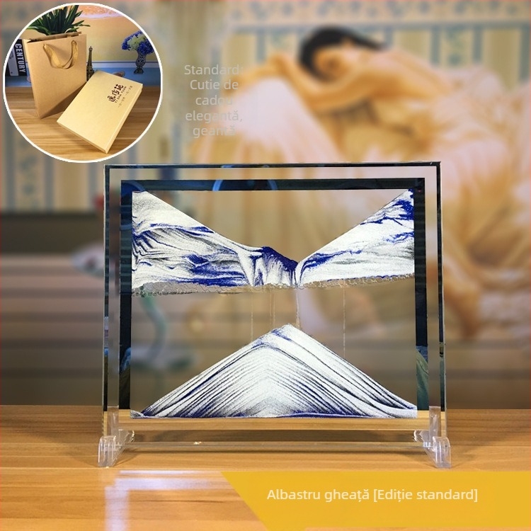 Pictură 3D cu nisip fluid într-un ceas de nisip — ornament din sticlă pentru decorul casei