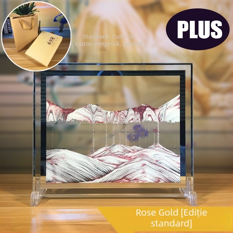 Pictură 3D cu nisip fluid într-un ceas de nisip — ornament din sticlă pentru decorul casei