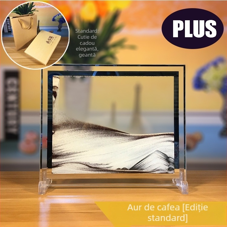 Pictură 3D cu nisip fluid într-un ceas de nisip — ornament din sticlă pentru decorul casei