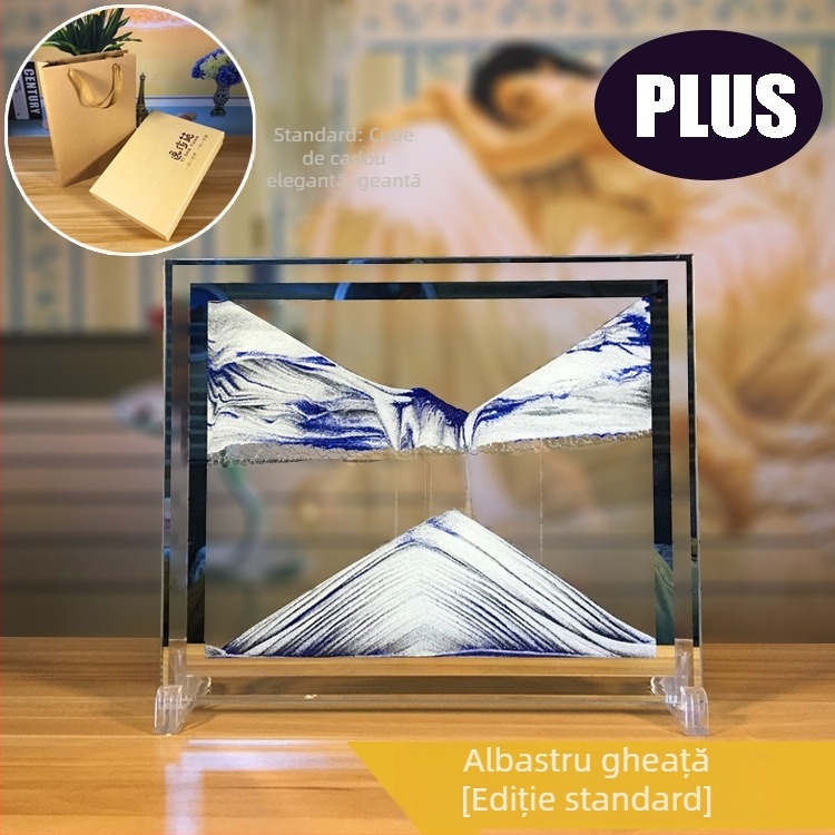Pictură 3D cu nisip fluid într-un ceas de nisip — ornament din sticlă pentru decorul casei