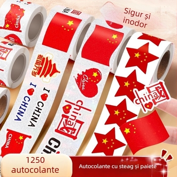 True Color autocolant patriotic roșu pentru față cu inimă – mic autocolant cu steag