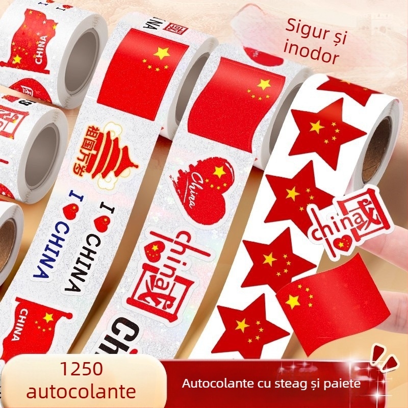 True Color autocolant patriotic roșu pentru față cu inimă – mic autocolant cu steag