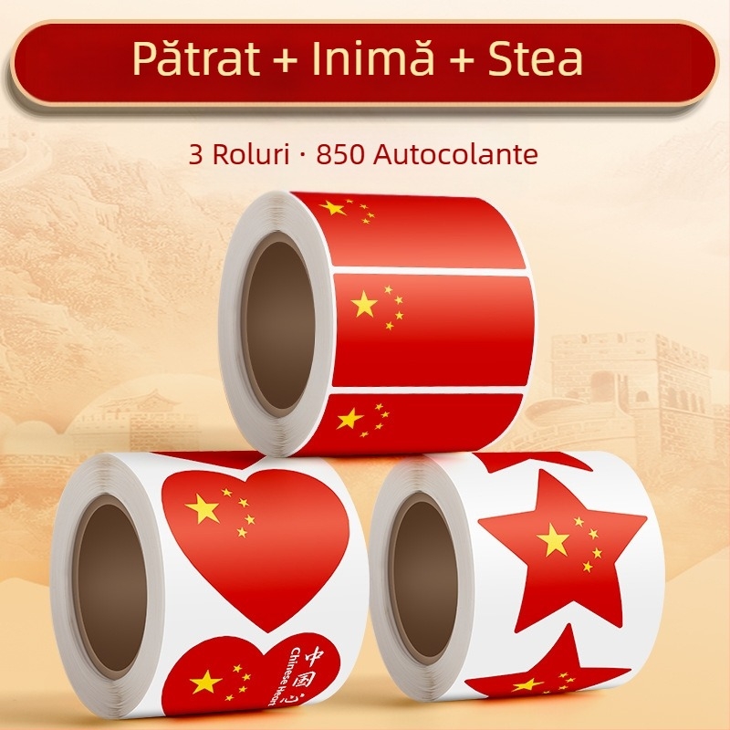 True Color autocolant patriotic roșu pentru față cu inimă – mic autocolant cu steag