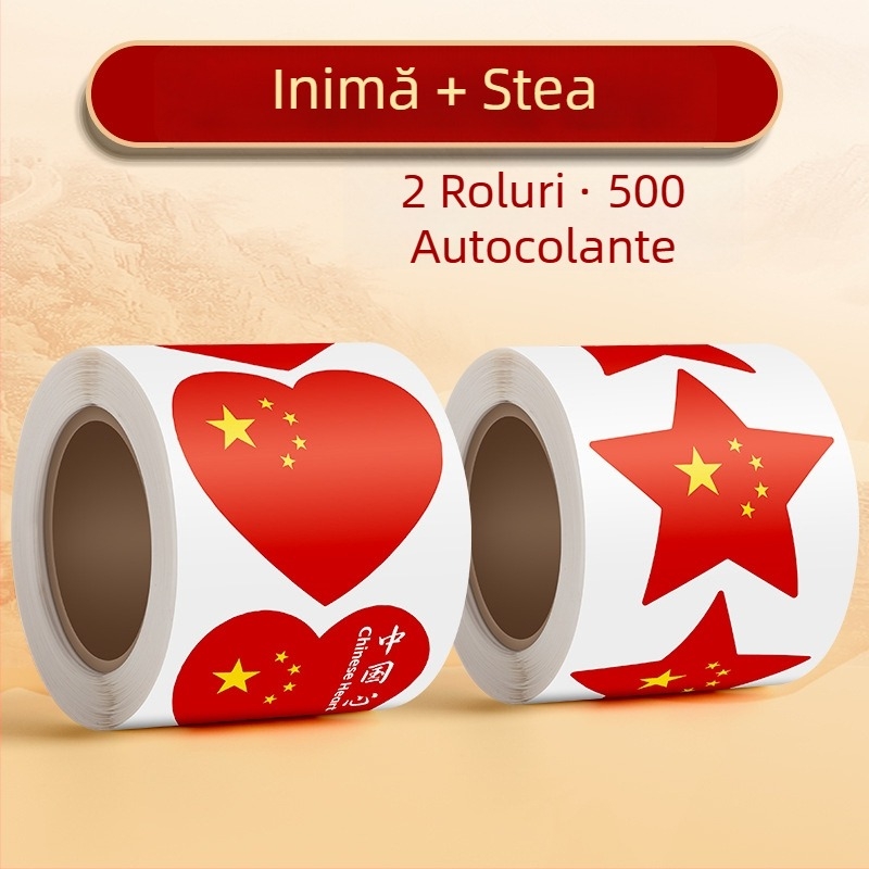 True Color autocolant patriotic roșu pentru față cu inimă – mic autocolant cu steag