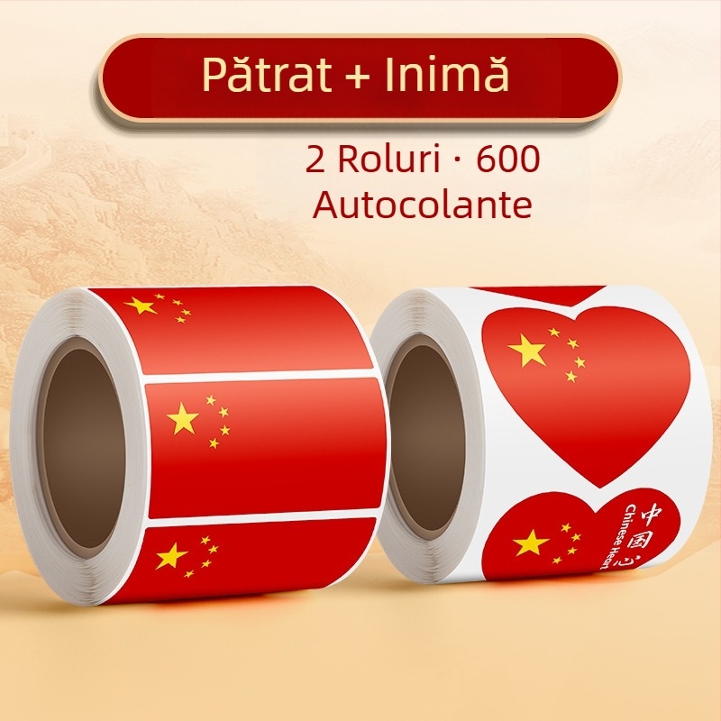 True Color autocolant patriotic roșu pentru față cu inimă – mic autocolant cu steag