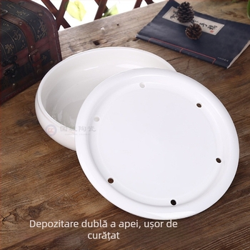 Tavă circulară pentru ceai, ceramică albă cu rezervor de apă, mic bazin de ceai, stil Chaoshan Gongfu