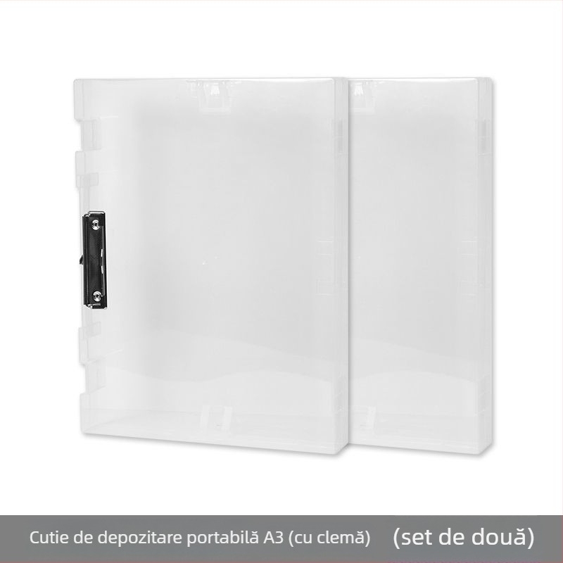 Casetă transparentă pentru documente A3, cu pereți groși, pentru elevi, capacitate mare, dosar de artă multifuncțional și organizator de birou