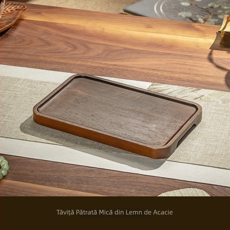 Set de ceai retro cu floare de begonie, tavă din lemn pentru ceai pentru sufragerie, include cești și tavă pentru apă
