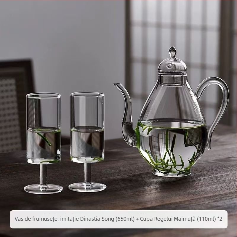 Ceainic de mână, ceainic frumos, dispozitiv de preparare a ceaiului, ceainic din sticlă cu borosilicat înalt pentru ceai verde, set de ceai, ceainic de casă din sticlă, cană de vin, separare ceai-apă