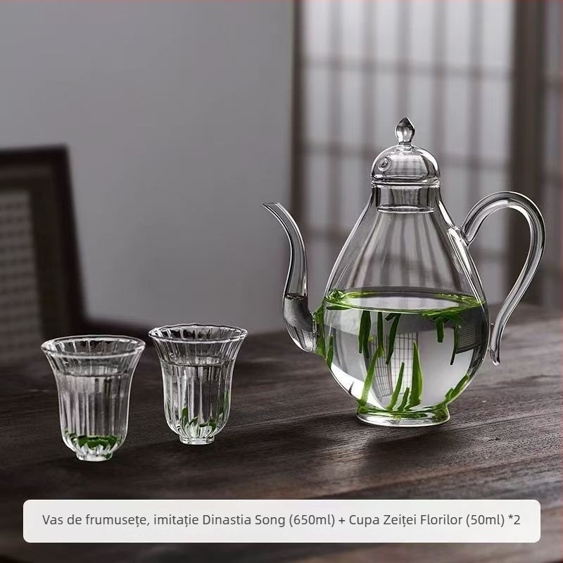 Ceainic de mână, ceainic frumos, dispozitiv de preparare a ceaiului, ceainic din sticlă cu borosilicat înalt pentru ceai verde, set de ceai, ceainic de casă din sticlă, cană de vin, separare ceai-apă