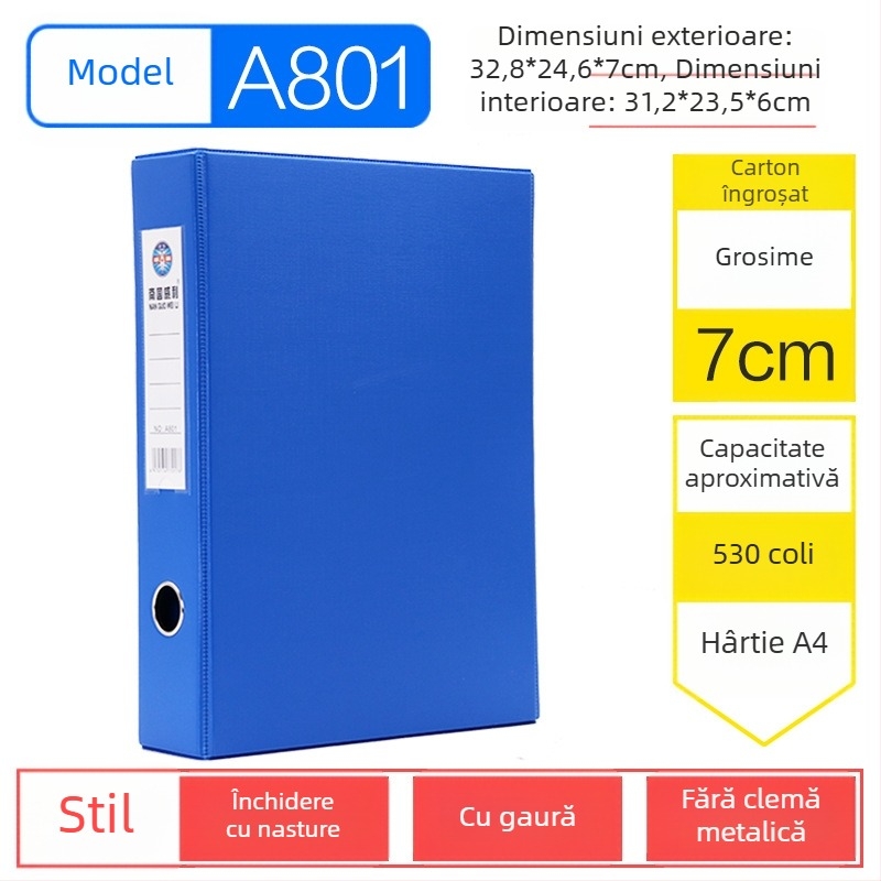 Nanguo Willy A800 cutie pentru fișiere, corp întărit cu clips metalic, cutie A4 pentru fișiere cu închidere magnetică, A801 stocare fișiere