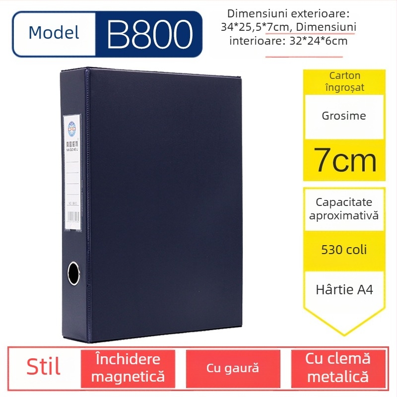 Nanguo Willy A800 cutie pentru fișiere, corp întărit cu clips metalic, cutie A4 pentru fișiere cu închidere magnetică, A801 stocare fișiere