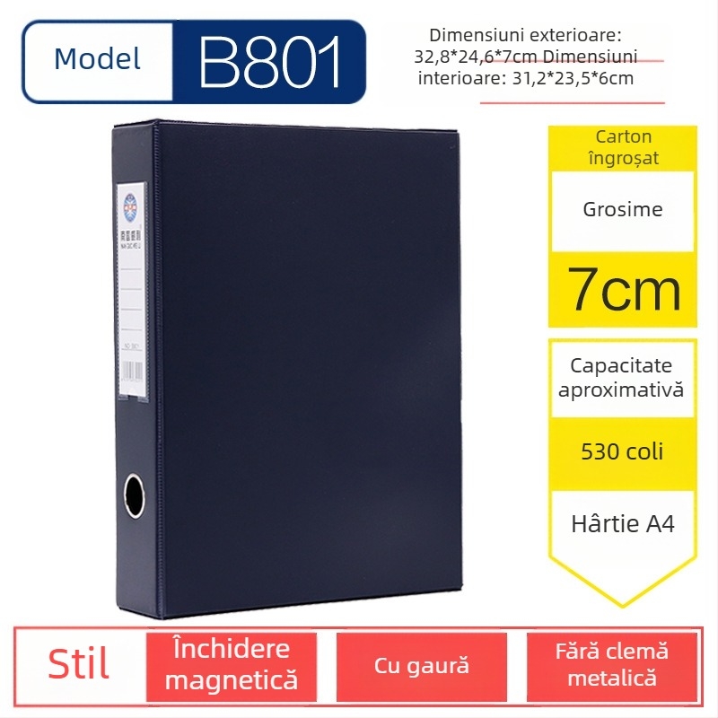 Nanguo Willy A800 cutie pentru fișiere, corp întărit cu clips metalic, cutie A4 pentru fișiere cu închidere magnetică, A801 stocare fișiere