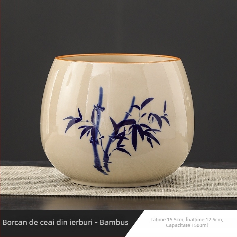 Vas ceramic pentru spălarea ceaiului, cu bazin de apă și găleată pentru apă reziduală pentru ceremonia Gongfu