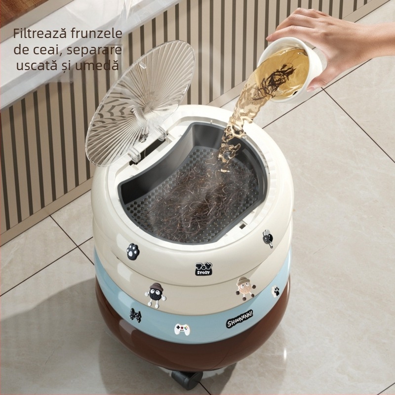 Recipient pentru apă uzată de ceai, cu coș pentru resturi de ceai și filtru pentru frunze – accesorii Gongfu ceai