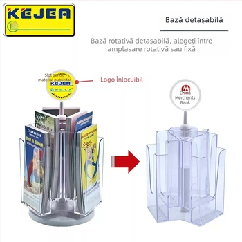 Keji Suport rotativ de birou pentru cataloage și materiale promoționale, raft cu mai multe niveluri pentru reviste și pagini