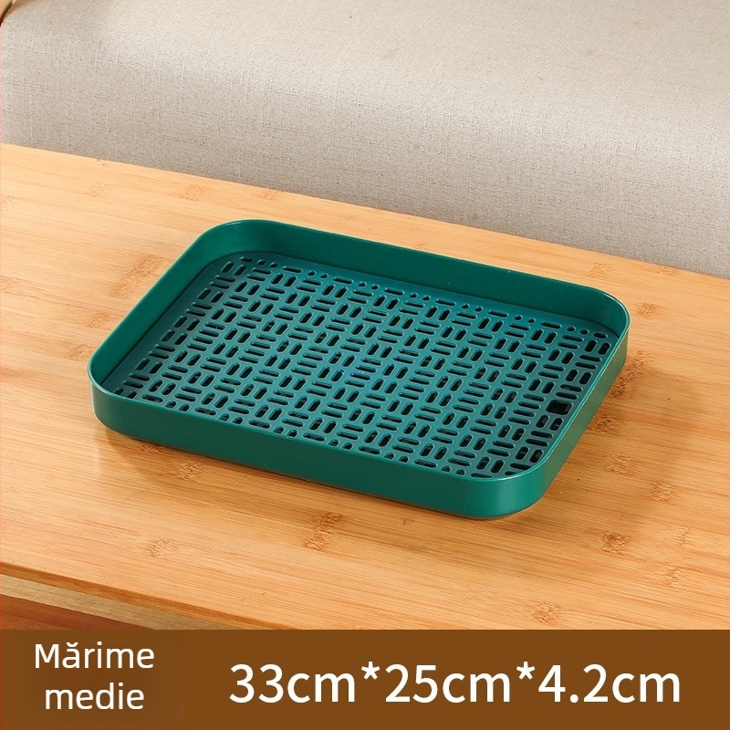 Tavă de ceai cu design îngroșat pentru uz casnic, suport dublu pentru cești cu scurgere, potrivit pentru living și picnic în aer liber