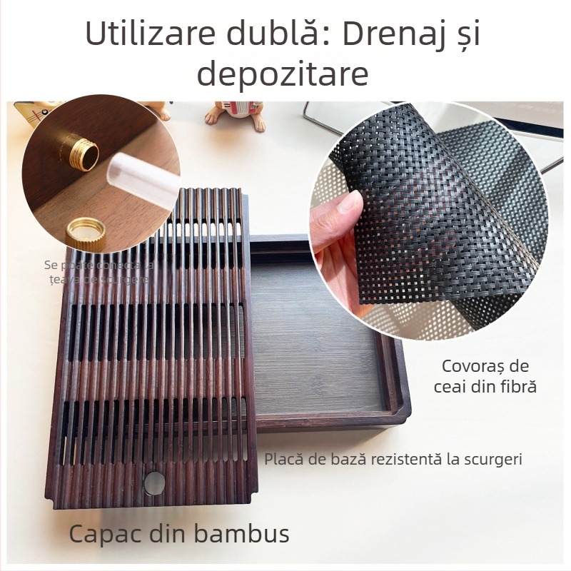 Tavă minimalistă și stilată pentru ceai, pentru uz casnic, cu depozitare de apă, Tavă Wen Ding [Mountain Mist]