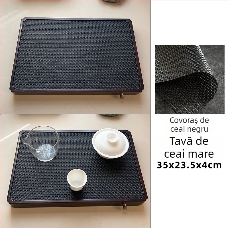 Tavă minimalistă și stilată pentru ceai, pentru uz casnic, cu depozitare de apă, Tavă Wen Ding [Mountain Mist]