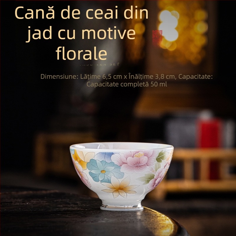 Ceșuță de ceai din porțelan, în stil chinezesc, cu ornament de aur, pentru uz casnic, degustare de ceai