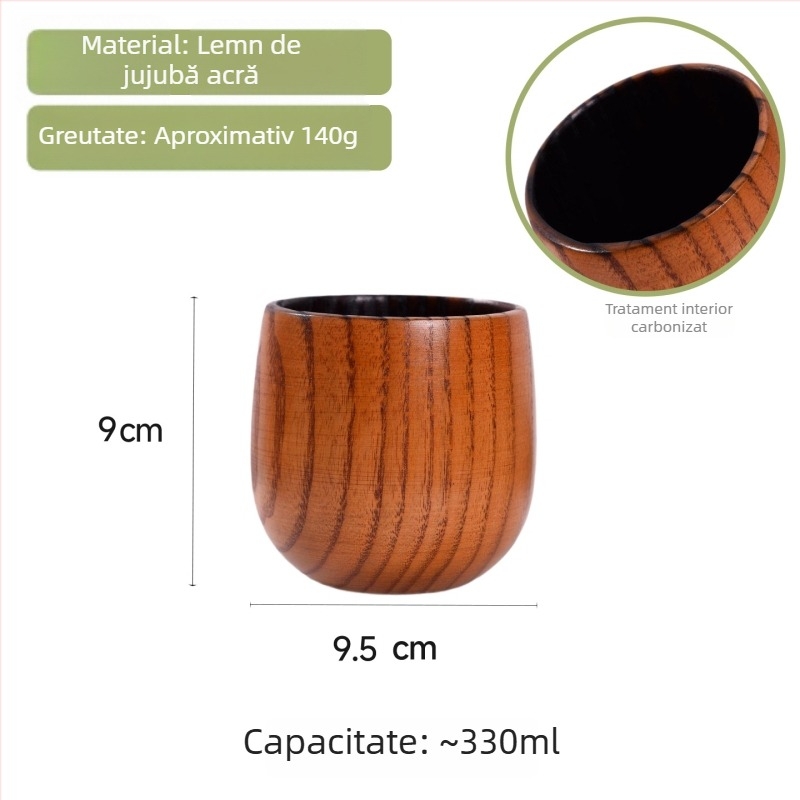 Pahar din lemn gravat pentru whiskey, set de ceai din lemn și cană de cafea – veselă de băut din lemn, realizată manual