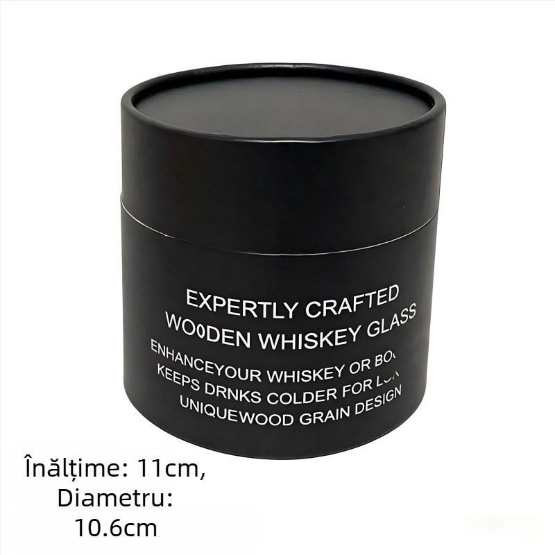 Pahar din lemn gravat pentru whiskey, set de ceai din lemn și cană de cafea – veselă de băut din lemn, realizată manual