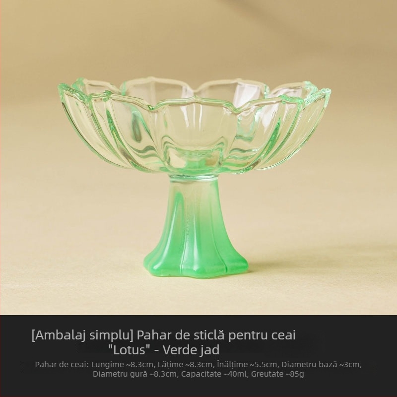 Ceai cu picior înalt, glazurat, cu ceașcă de aromă și pahare pentru vin de orez și soju – sticlă elegantă