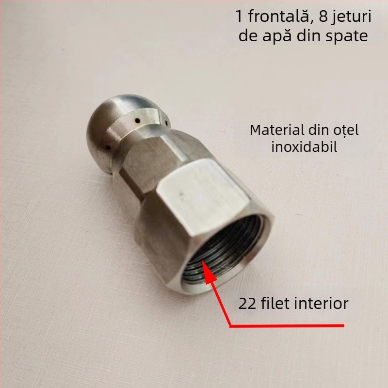 Duză din oțel inoxidabil cu trei duze rotative pentru curățare prin înaltă presiune a canalizării