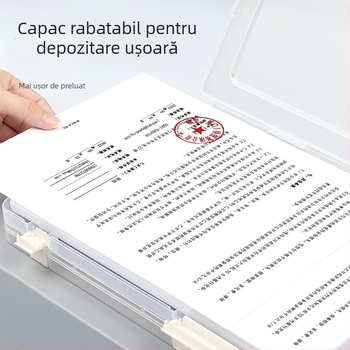 Cutie transparentă pentru dosare A4/A5 cu închidere dublă - Cutie de documente din plastic pentru acte și chitanțe