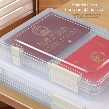 Cutie transparentă pentru dosare A4/A5 cu închidere dublă - Cutie de documente din plastic pentru acte și chitanțe
