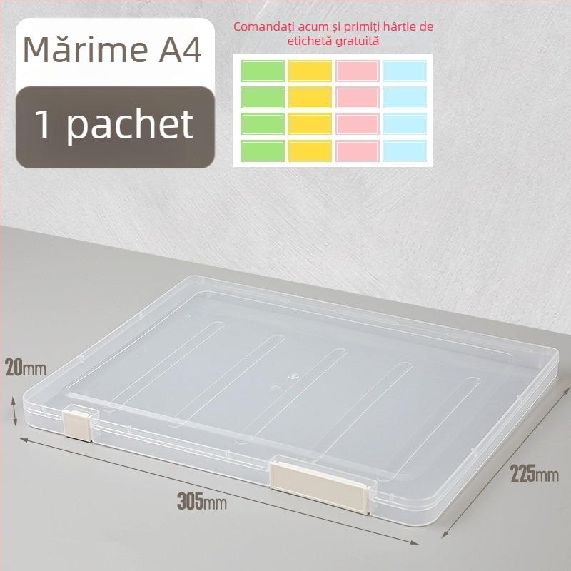 Cutie transparentă pentru dosare A4/A5 cu închidere dublă - Cutie de documente din plastic pentru acte și chitanțe
