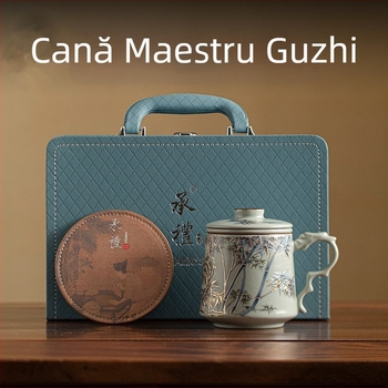Ru Kiln ceașă de ceai din porțelan cu separare apă-ceai, pentru ceai verde, utilizare la birou și acasă, cadou corporativ