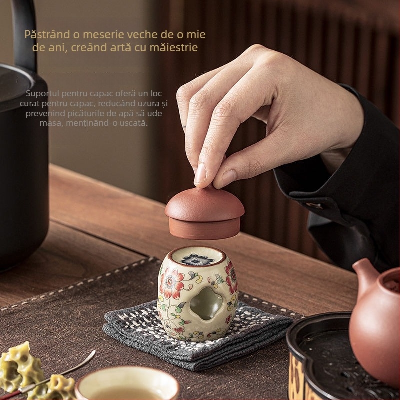 Suport ceramic pentru capacul ceainicului, suport pentru capacul vasului de ceai, accesorii set ceai, decor Tea Pet