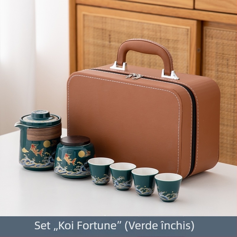Set portabil de ceai din porțelan pentru călătorii și birou
