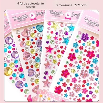 Set de autocolante 3D cu prințesă pentru fete – pietre prețioase și cristale