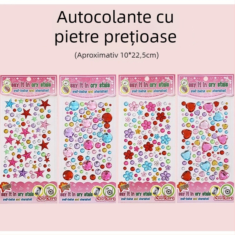 Set de autocolante 3D cu prințesă pentru fete – pietre prețioase și cristale