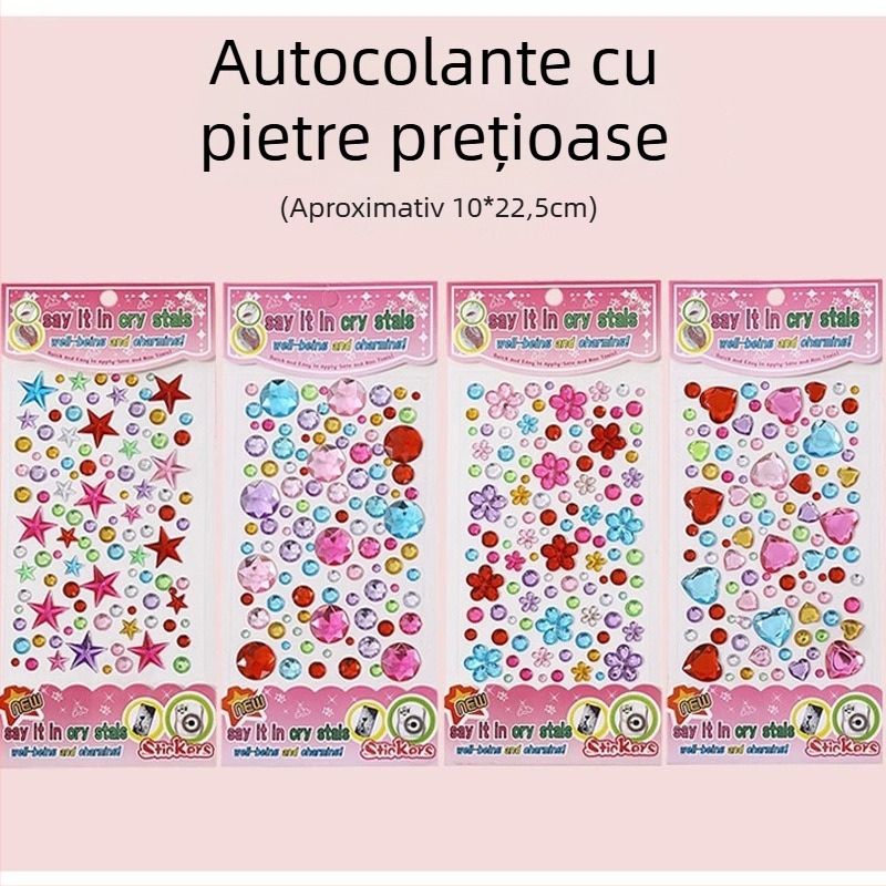 Set de autocolante 3D cu prințesă pentru fete – pietre prețioase și cristale