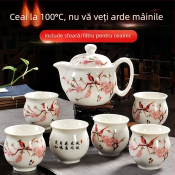 Set Jingdezhen Kung Fu din ceramică – porțelan albastru-alb, ceainic și cești, set complet pentru uz casnic, pahare rezistente la temperatură