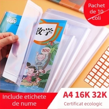 Protecție transparentă îngroșată pentru manuale A4/16K/32K, impermeabilă, fără tăiere, folie ecologică pentru elevii din învățământul primar și gimnazial