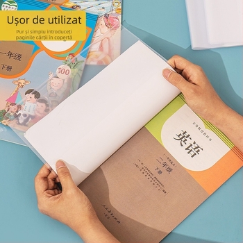 Protecție transparentă îngroșată pentru manuale A4/16K/32K, impermeabilă, fără tăiere, folie ecologică pentru elevii din învățământul primar și gimnazial