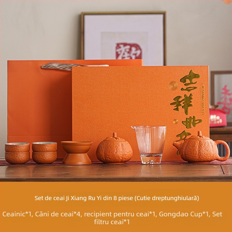 Set de ceai ceramic Persimmon Ruyi, ceainic și cești, în cutie cadou, personalizabil