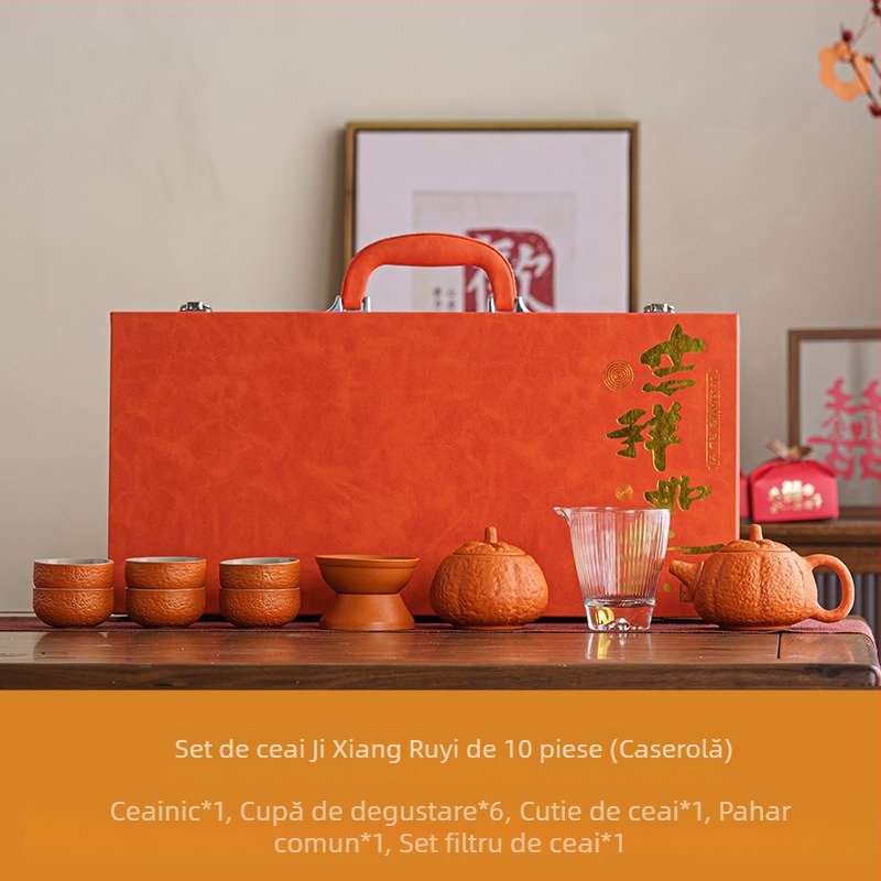 Set de ceai ceramic Persimmon Ruyi, ceainic și cești, în cutie cadou, personalizabil