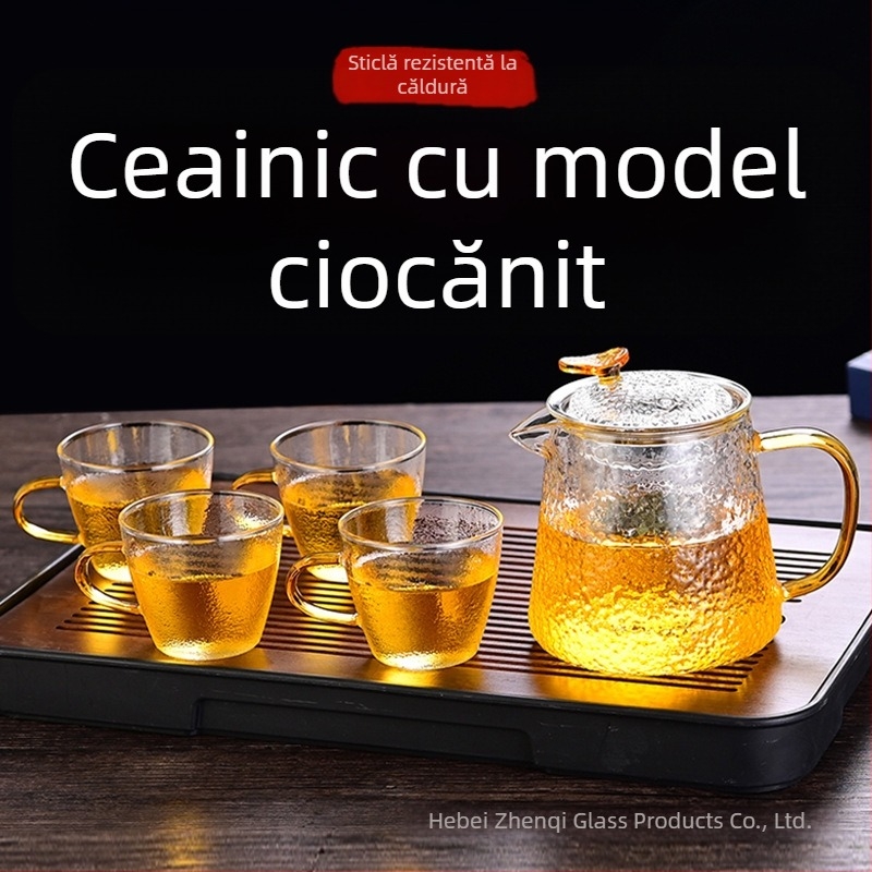 Ceainic din sticlă, personalizabil, cu separare ceai-apă