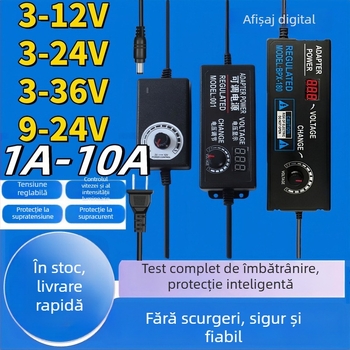 Sursă de alimentare reglabilă 3-12V/2A, 9-24V pentru bandă LED și pompă de apă cu viteză reglabilă 3-24V