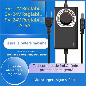 Sursă de alimentare reglabilă 3-12V/2A, 9-24V pentru bandă LED și pompă de apă cu viteză reglabilă 3-24V