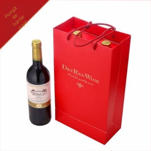 Sac de cadouri pentru vin roșu, pungă din hârtie pentru o singură sau două sticle, ambalaj cadou personalizabil