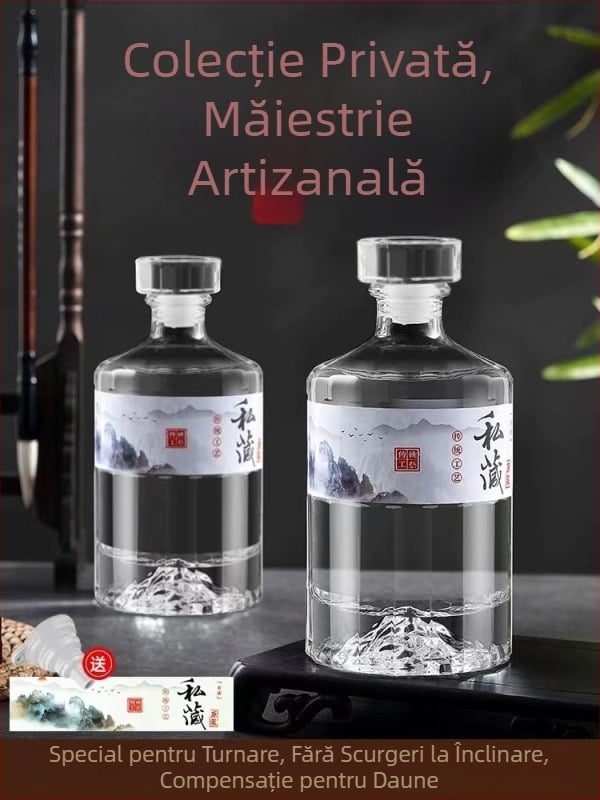 Sticlă de lichior din sticlă albă, în set cadou cu cutie de lux, ambalare completă, sticle goale sigilate pentru nunți și fabricare acasă.